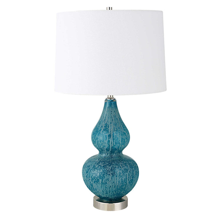 Uttermost Avalon Light Blue and Turquoise Glass Table Lamp With White Shade