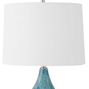 Uttermost Avalon Light Blue and Turquoise Glass Table Lamp With White Shade