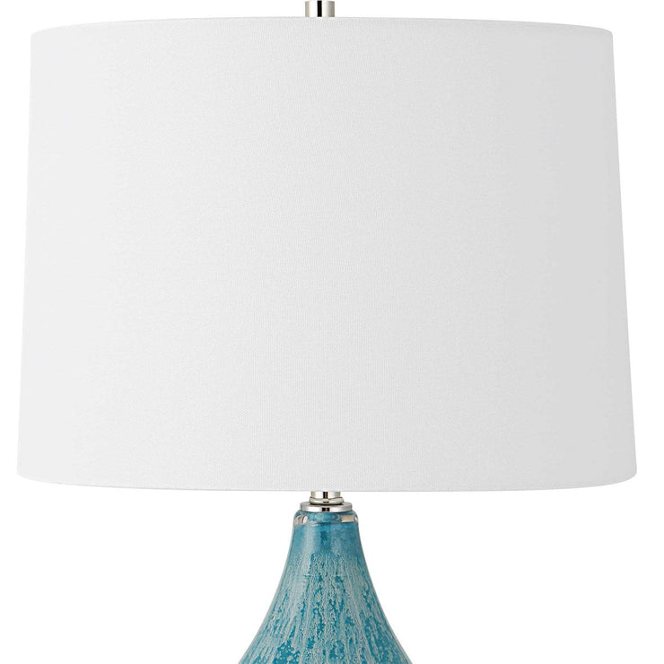 Uttermost Avalon Light Blue and Turquoise Glass Table Lamp With White Shade