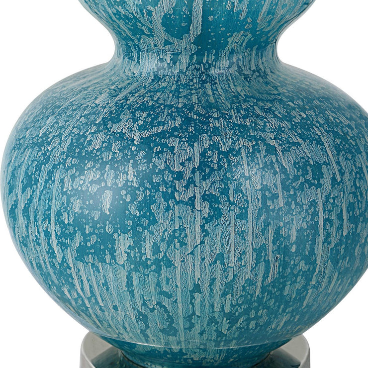 Uttermost Avalon Light Blue and Turquoise Glass Table Lamp With White Shade
