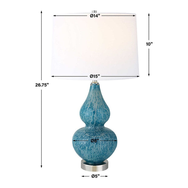 Uttermost Avalon Light Blue and Turquoise Glass Table Lamp With White Shade