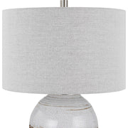 Uttermost Poul Light Gray Crackled Glazed Ceramic Table Lamp With Linen Shade