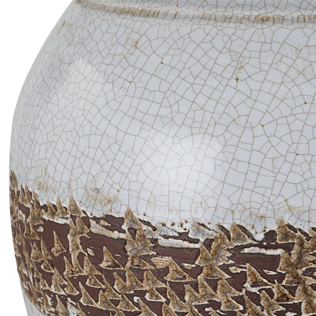 Uttermost Poul Light Gray Crackled Glazed Ceramic Table Lamp With Linen Shade