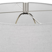 Uttermost Poul Light Gray Crackled Glazed Ceramic Table Lamp With Linen Shade