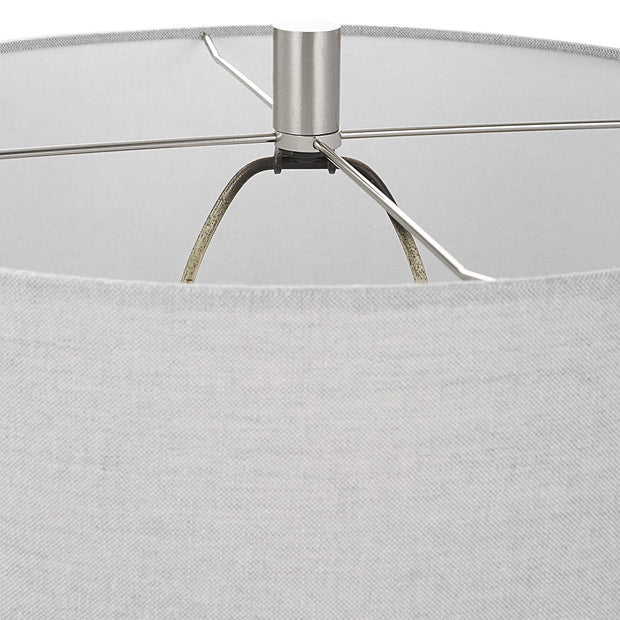 Uttermost Poul Light Gray Crackled Glazed Ceramic Table Lamp With Linen Shade