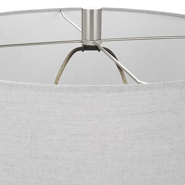 Uttermost Poul Light Gray Crackled Glazed Ceramic Table Lamp With Linen Shade