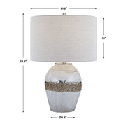 Uttermost Poul Light Gray Crackled Glazed Ceramic Table Lamp With Linen Shade