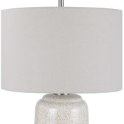 Uttermost Pinpoint Mottled White and Gray Ceramic Table Lamp With Linen Shade