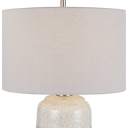 Uttermost Pinpoint Mottled White and Gray Ceramic Table Lamp With Linen Shade