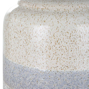 Uttermost Pinpoint Mottled White and Gray Ceramic Table Lamp With Linen Shade