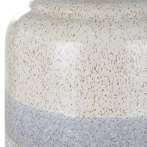 Uttermost Pinpoint Mottled White and Gray Ceramic Table Lamp With Linen Shade