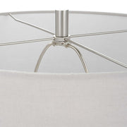 Uttermost Pinpoint Mottled White and Gray Ceramic Table Lamp With Linen Shade