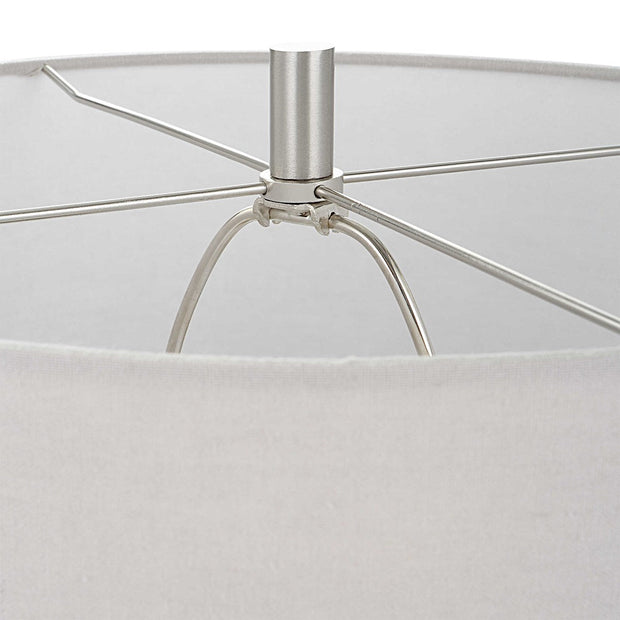 Uttermost Pinpoint Mottled White and Gray Ceramic Table Lamp With Linen Shade
