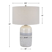 Uttermost Pinpoint Mottled White and Gray Ceramic Table Lamp With Linen Shade