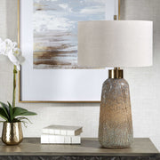 Uttermost Western Sky Golden Rust, Indigo and Blue-Green Ceramic Table Lamp With Gray Linen Shade