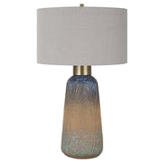 Uttermost Western Sky Golden Rust, Indigo and Blue-Green Ceramic Table Lamp With Gray Linen Shade