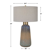 Uttermost Western Sky Golden Rust, Indigo and Blue-Green Ceramic Table Lamp With Gray Linen Shade