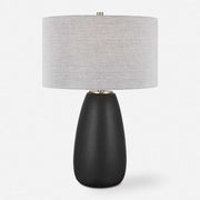 Uttermost Twilight Satin Black Ceramic Table Lamp With Light Gray Linen Shade