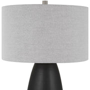 Uttermost Twilight Satin Black Ceramic Table Lamp With Light Gray Linen Shade