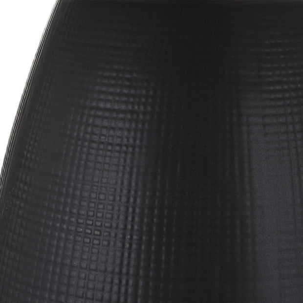 Uttermost Twilight Satin Black Ceramic Table Lamp With Light Gray Linen Shade