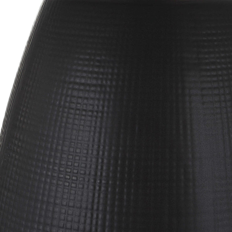 Uttermost Twilight Satin Black Ceramic Table Lamp With Light Gray Linen Shade