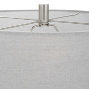 Uttermost Twilight Satin Black Ceramic Table Lamp With Light Gray Linen Shade