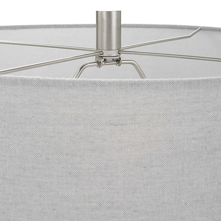 Uttermost Twilight Satin Black Ceramic Table Lamp With Light Gray Linen Shade