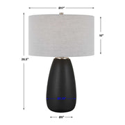 Uttermost Twilight Satin Black Ceramic Table Lamp With Light Gray Linen Shade