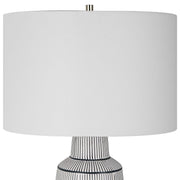 Uttermost Breton White Glaze and Navy Stripes Ceramic Table Lamp With Linen Shade