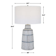 Uttermost Breton White Glaze and Navy Stripes Ceramic Table Lamp With Linen Shade