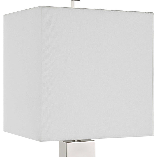 Uttermost Pilaster Black Marble Table Lamp With White Linen Shade
