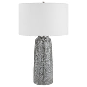 Uttermost Static Black and White Glazed Ceramic Table Lamp With Linen Shade