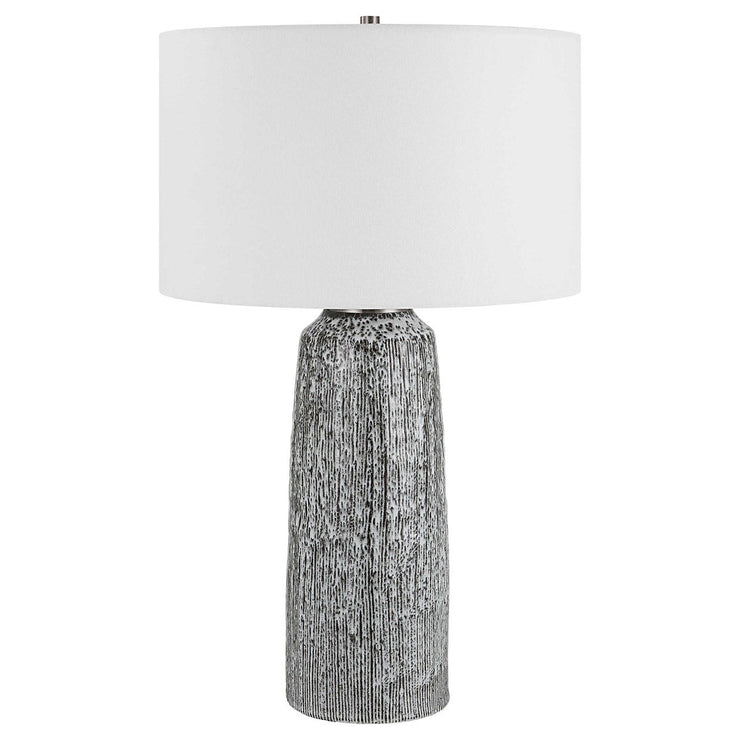 Uttermost Static Black and White Glazed Ceramic Table Lamp With Linen Shade