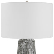 Uttermost Static Black and White Glazed Ceramic Table Lamp With Linen Shade