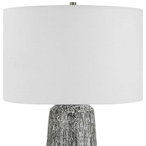 Uttermost Static Black and White Glazed Ceramic Table Lamp With Linen Shade