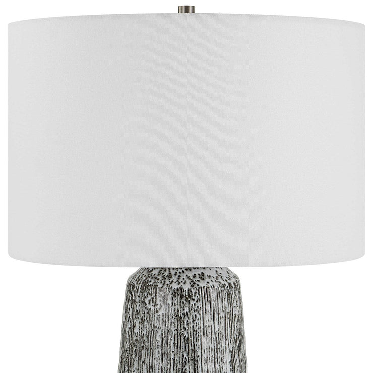 Uttermost Static Black and White Glazed Ceramic Table Lamp With Linen Shade