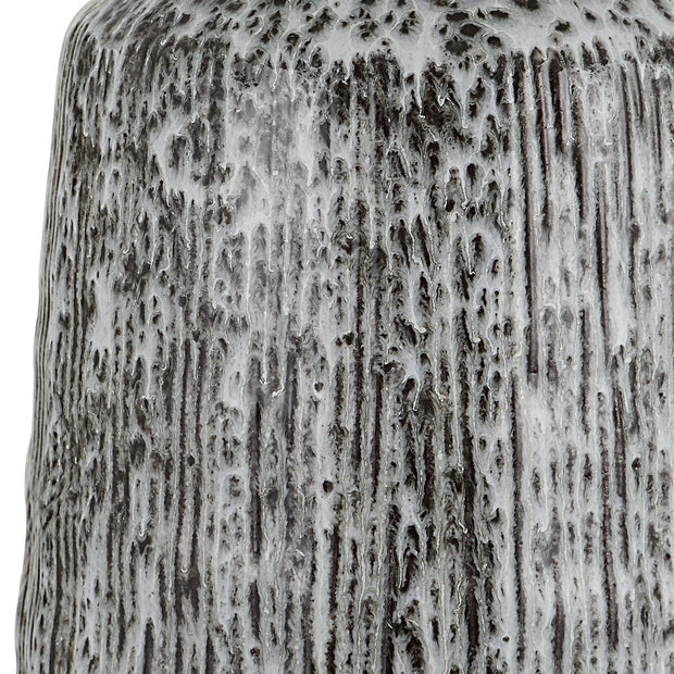 Uttermost Static Black and White Glazed Ceramic Table Lamp With Linen Shade
