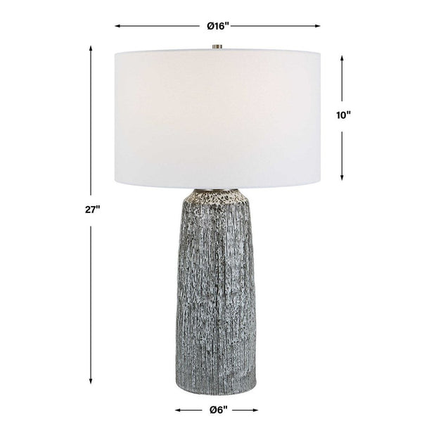 Uttermost Static Black and White Glazed Ceramic Table Lamp With Linen Shade