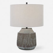 Uttermost Neolithic Blue Gray Crackle Glazed Ceramic Table Lamp With Oatmeal Linen Shade