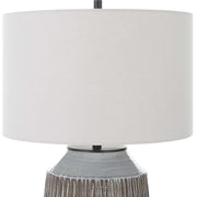 Uttermost Neolithic Blue Gray Crackle Glazed Ceramic Table Lamp With Oatmeal Linen Shade