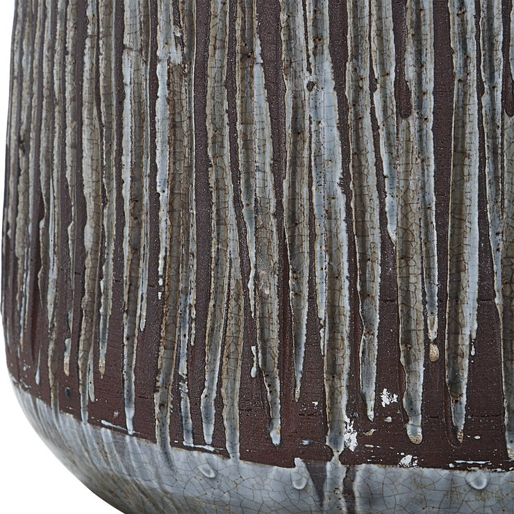 Uttermost Neolithic Blue Gray Crackle Glazed Ceramic Table Lamp With Oatmeal Linen Shade