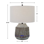 Uttermost Neolithic Blue Gray Crackle Glazed Ceramic Table Lamp With Oatmeal Linen Shade