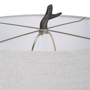 Uttermost Spruce Black Iron Floor Lamp With Light Gray Linen Shade