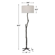 Uttermost Spruce Black Iron Floor Lamp With Light Gray Linen Shade
