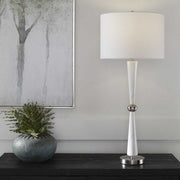 Uttermost Hourglass White Marble Table Lamp With Drum Shade