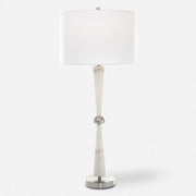 Uttermost Hourglass White Marble Table Lamp With Drum Shade