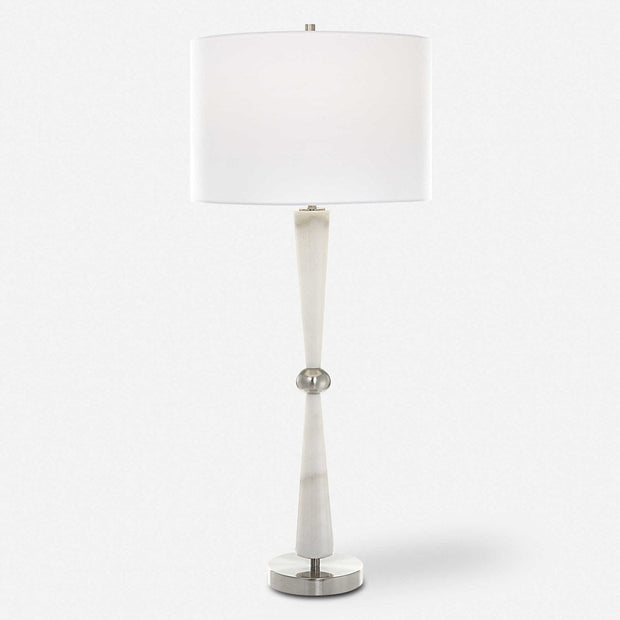 Uttermost Hourglass White Marble Table Lamp With Drum Shade