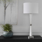 Uttermost Hourglass White Marble Table Lamp With Drum Shade