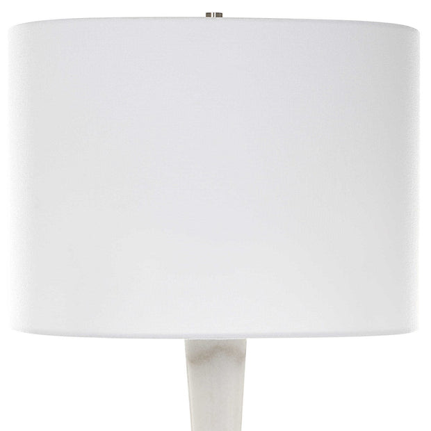Uttermost Hourglass White Marble Table Lamp With Drum Shade