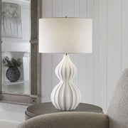 Uttermost Antoinette Ivory Stone Table Lamp With White Linen Shade